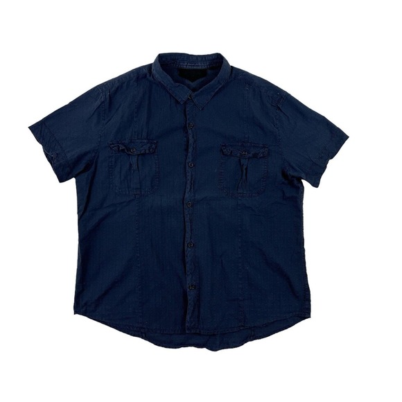 Rogue Men Blue Short Sleeve Button Up Shirt‎ Sz XXL - Picture 1 of 6